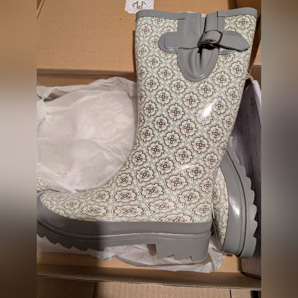 Blazin Roxx Gray Patterned Women's Rain Boots